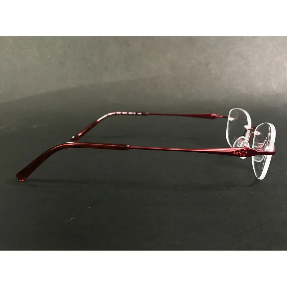 Pure Eyeglasses Frames Patina 202 602 Wine Rimless Titanium Crystals 49-18-140